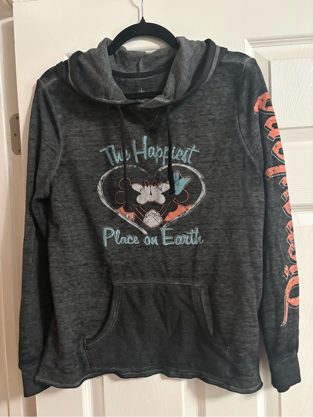 Disneyland Mickey Minnie Mouse hooded sweatshirt hoodie lightweight women's S